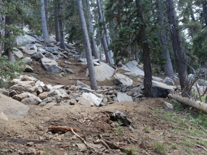 The CCC had a large camp setup and was doing some heavy retainer wall work near the PCT junction.