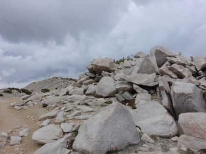 The frustrating false summit just below the real summit in the background.