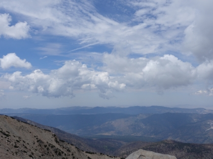 The sliver of Big Bear Lake visible from the summit. You can see the huge burn area to the North where there are very few unaffected trees. But it looks like there is plenty of green undergrowth starting to come back.