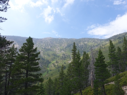 As soon as the trail drops down the other side of the ridge, the skies are clear again.