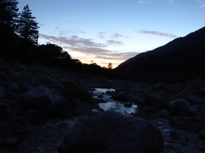 Back down to Mill Creek in the last of the light. Almost down to the last minute of light before needing to put on the headlamp. Naturally, after making it the entire day without dunking my shoe in a creek crossing, I soaked it here. But it was a fitting end to a long and beautiful day on Momyer.