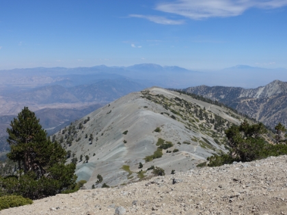 About half way up looking back down at the trail and Mt. Harwood.