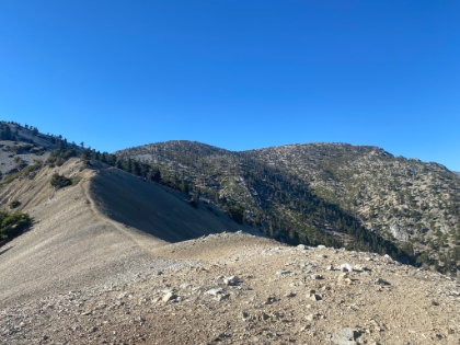 Walking along the ridge.