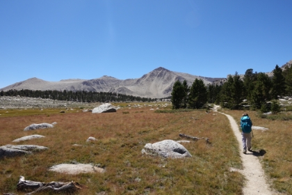 Aidan motoring along as we approach Lake 2.