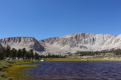 An unnamed lake on the way to Lake 3 with Mt. Langley in the background. Yes, that's what the color of the water really looked like. Unquestionably the most indigo water I've ever seen, almost purple.