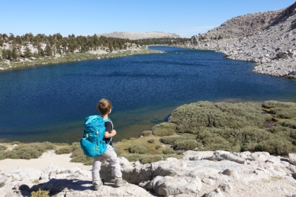 Aidan surveying Lake 3 as we climb the switchbacks.