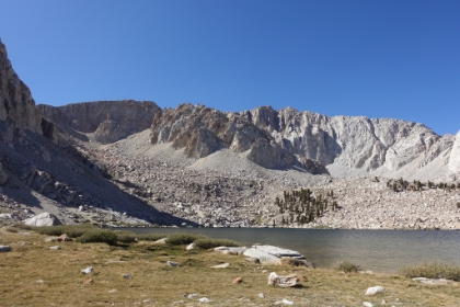 The Northern corner of Lake 5 from our tent. After the last couple hikers passed by, we would have all of Lakes 4 & 5 to ourselves for the entire night. Unbelievable it's still possible in California to be in such a beautiful spot, during peak season, on a beautiful day, and have complete solitude.