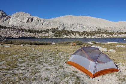 We setup camp right between Lakes 4 & 5. The spot was in a nice wind break from the strong, cold breeze that had started to whip up.