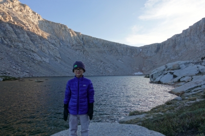 An evening shot at Lake 4. As soon as the sun dipped below the ridge, the temperature dropped fast. Down into the high 40s now.