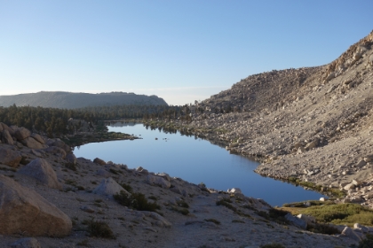Looking down on Lake 3 at sunrise.