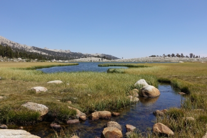 The winding stream flowing out of Lake 1.