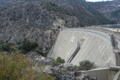 O'Shaughnesssy Dam. One of the great tragedies of the National Park system. Built from 1914-1934, it supplies nearly all of the water to the San Francisco Bay Area. What was once Hetch Hetchy Valley, regarded to be nearly on par with Yosemite Valley with its giant waterfalls and glacier carved granite faces, is now flooded below a 300' deep reservoir. There have been movements underway recently to take down the dam and restore the valley to its natural state. Visit http://www.hetchhetchy.org to learn more and to donate!
