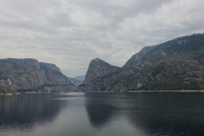 An overcast day at lakeside. The elevation here is only 3,900', so the temperatures are normally very hot this time of year. The forecast was for the 90s, which had us worried for the long climb up the switchbacks. Fortunately, we lucked out and the overcast skies kept the temperatures comfortable in the mid 70s.