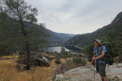 Looking down at the lake from just below the Beehive trailhead.