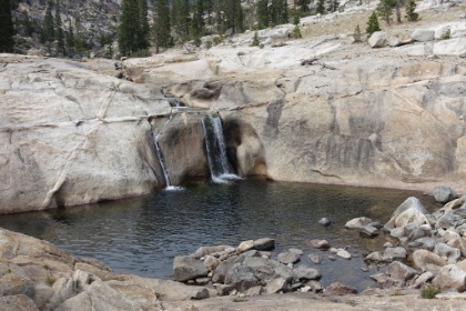 A small waterfall on Falls Creek. You can clearly see how wide the cascades would be in a normal year.