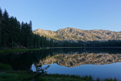 Sunrise on Wilmer Lake. Glass smooth water with perfect relections, and we still had the entire lake to ourselves.