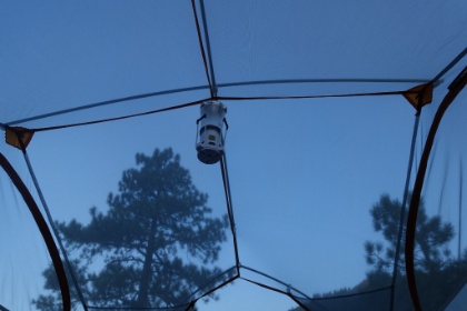 Morning view through the tent sunroof. The night ended-up being perfect to have the rainfly off.