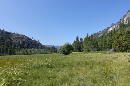 Nearing the end of the valley. The trail is completely gone and something definitely doesn't seem right. The trail hasn't been heavily used or well maintained for a while now, but now it's just gone. After studying the map, we realize that we must have missed a junction somewhere. It looks like we are continuing down Tiltill Valley where the trail actually goes down a different canyon East of here. So we start backtracking...