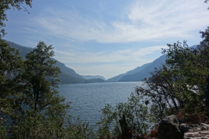 The closest the trail gets to water level.