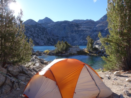Morning view from the tent. The rainfly definitely kept things warmer, but it's still a cold morning. There were crazy gusts of wind throughout the night that went instantly from almost dead calm to tent flapping strength.