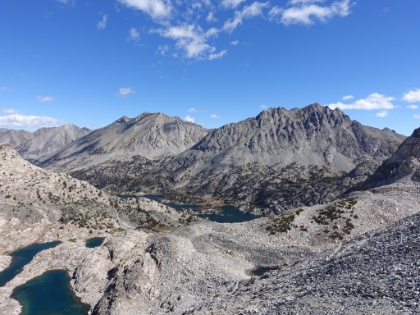 Looking down the North side of the pass all the way back to Rae Lakes. Hard to believe we were down there just a little while ago.