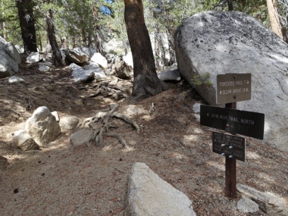 Made it to the next major trail junction.  Here we leave the John Muir Trail and head West back towards Kings Canyon. The JMT continues South to Forrester Pass, at 13,153', the highest point on both the JMT and PCT.