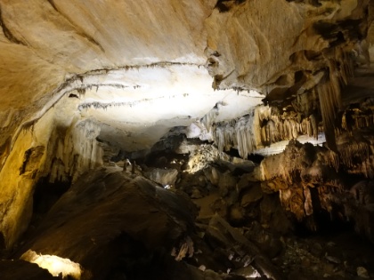Marble Hall, the largest room in Crystal Cave and largest of all the caves in Sequoia-Kings Canyon. The lighting makes it very tough to take pictures, but the room is pretty mind-blowing. The guide turns the lights out for a whlie so everyone can experience complete darkness (probably a first time for most). Not a single photon of light. Your eyes would never, ever adjust to the point of being able to see anything.