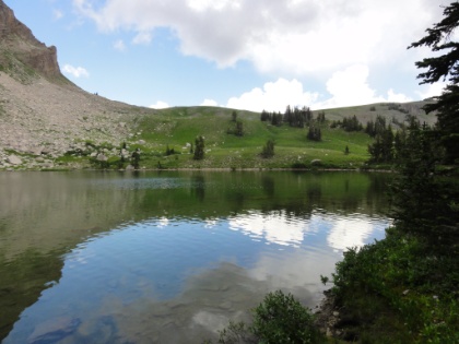 The lake is crystal clear.