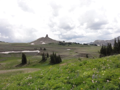 I'm making good progress through this relatively flat section of trail. Here looking back at the rock formation from the previous picture.