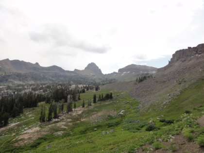 Just about down to the bottom, there is water everywhere. It's fascinating how every few hours on the Teton Crest Trail (TCT) brings you to a very different environment.