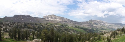 A panoramic look back at the other side of the Basin where I hiked down earlier.
