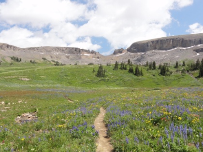 Leaving Sunset Lake and heading towards Hurricane Pass (the U-shaped notch in the distance). It's about a 1,000' climb. For those doing the shorter version of the TCT, this is the biggest climb of the trip. I opted for the longer version.