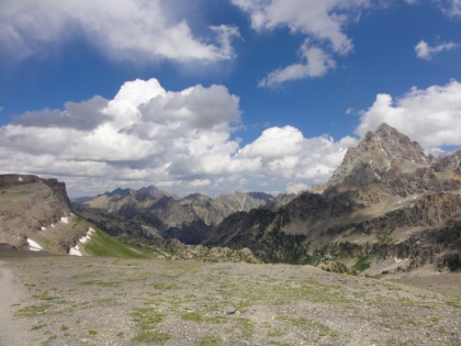 Hurricase Pass at 10,400'. The pass is aptly named as the wind here is howling. Another afternoon thunderstorm looks like it's starting to roll in, and I'm glad to be up and over the pass before it hits.