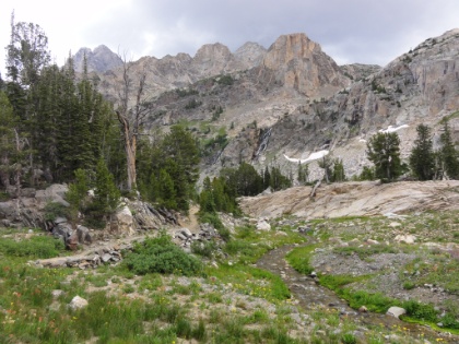 First view of the big cascades running down the East wall of the canyon. The roar of the cascades fills the entire canyon.