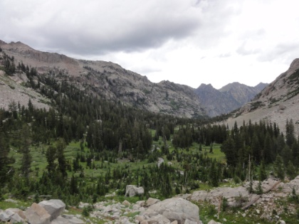 Looking down into the next dropped section of the canyon. Each drop is almost 1,000' down.