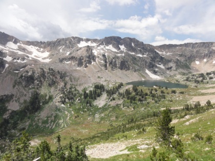 Here you can see the cascade flowing down the canyon shown in previous pictures. It's pretty cool how it drains right out of the lake and over the edge into the valley. The lake must be getting filled as fast as it's emptying or it would seemingly run dry pretty quick!