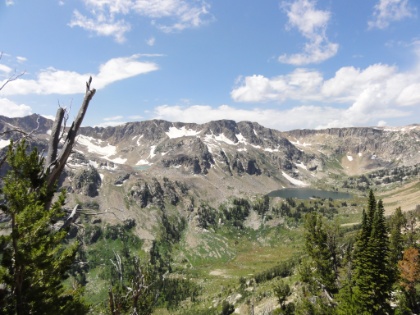 One last look at the lake. You can also now see Mica Lake to the left, and the Peterson glacier above it, which is the source of another of the cascades draining into the valley below.