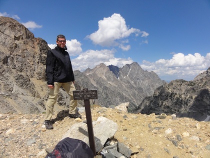 While I was on the divide, a couple day hikers went by, so I had the rare chance to get a picture of me on the trail. I have to brace myself here in the cold, howling wind.