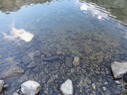 Crystal clear water. Occasionally, you could see a fish swimming by.