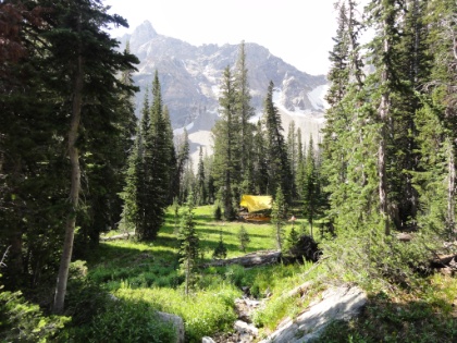 Trail maintenace camp. The night before, I had come across a couple older guys that were on their way to party with the maintenace crew. The crew was on an eight day shift in the backcountry. The workers are evidently mostly all college aged kids. They work hard all day on the trails and then party all night. They do the heavy maintenance work: digging culverts, building retaining walls, log cutting, etc. No wonder the entire TCT is in immaculate condition. The trail is narrow and natural, but never overgrown, and easily followable the entire way.