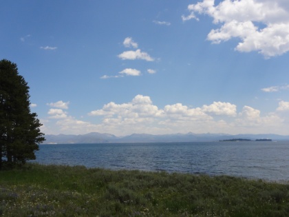 Driving around the Northern edge of Yellowstone Lake.