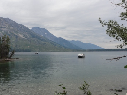 Jenny Lake, which will be the ending point of my hike in four days. Small boats shuttle tourists back and forth across the lake to avoid having to make a two mile (beautiful) hike.