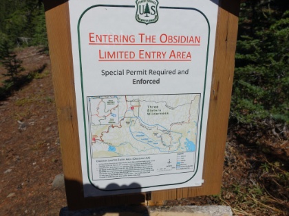 I had been making good time today and arrived at the Obsidian Limited Entry Area right on schedule. You have to get a permit ahead of time to hike or camp in this area. Permits are heavily limited and are evidently strictly enforced, but probably not as much this late in the season. But, I didn't want to worry at all about getting hassled (even though I hadn't seen a human all day), so the plan was to push on and camp on the other side of the area.