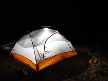 Another night of not sleeping well, so I got out to enjoy the warm night and take the obligatory glowing tent photo.