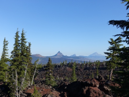 And equally excellent views of the Belknap Crater, Mt. Washington, Three Fingered Jack, and Mt. Jefferson. With lava terrain in the foreground.