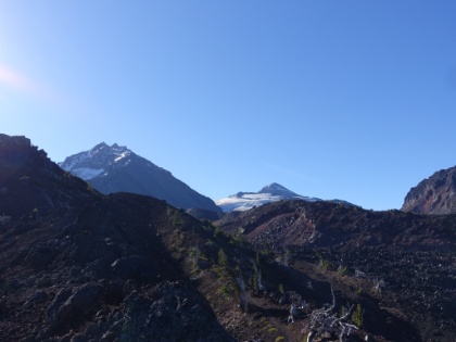 This spot is definitely high on my all-time "pictures just don't do it justice" list. The peaks look like something from the Alps, except with lava rock in the foreground. You can see here just how big the Collier Glacier is.