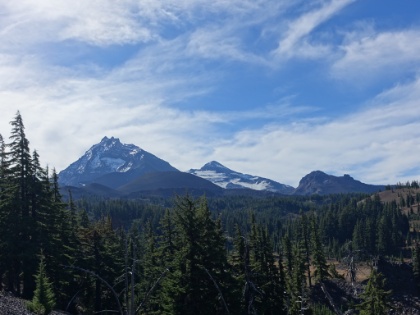 Here you can perfectly see North Sister, Middle Sister, Little Brother (to the right), and Collier Cone (in front).