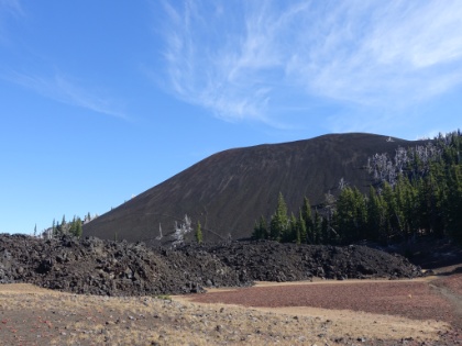 Coming up to the Yapoah Crater. That faint little line up the side is someone's use trail. Who would be dumb enough to try that? Uh, rhetorical question...