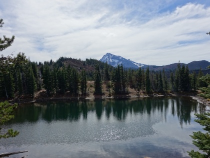 And the same great South Matthieu and North Sister view as Sunday, except with a few more ripples on the lake.