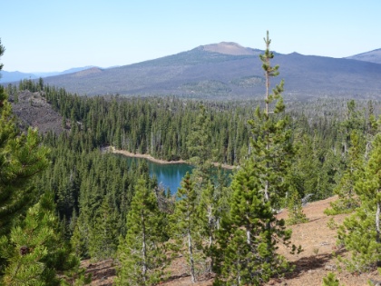 A look down on North Matthieu Lake from the higher PCT route.
